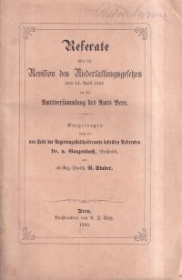 Gonzenbach, Referate über die Revision des Niederlassungsgesetzes vom 14. April (Umschlag)