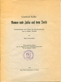 Gonzenbach, Gottfried Keller: Romeo und Julia auf dem Dorfe. (Umschlag)