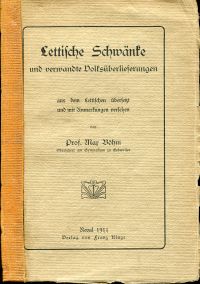 Böhm, Lettische Schwänke und verwandte Volksüberlieferungen. (Einband)