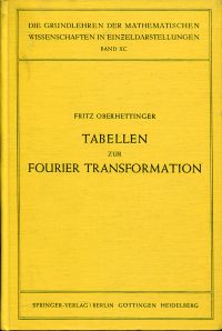 Oberhettinger, Tabellen zur Fourier Transformation. (Umschlag)