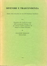 Baraldi, Divenire e trascendenza. (Umschlag)