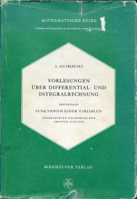 Ostrowski, Vorlesungen über Differential- und Integralrechnung, Band 1: (Umschlag)
