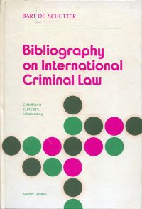 De Schutter, Bibliography on international criminal law. (Umschlag)