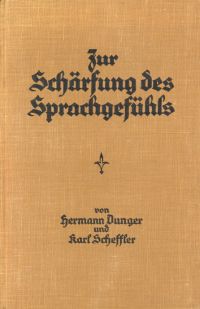 Dunger, Zur Schärfung des Sprachgefühls. (Umschlag)