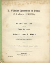 Kübler, Zur Methodik des lateinischen Unterrichts. (Umschlag)
