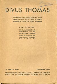 Divus Thomas. Jahrbuch für Philosophie und spektakulative Theologie, 21. Band, 4 (Umschlag)