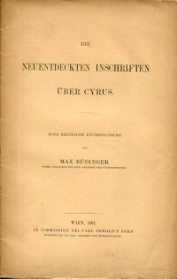 Büdinger, Die neuentdeckten Inschriften über Cyrus. (Umschlag)
