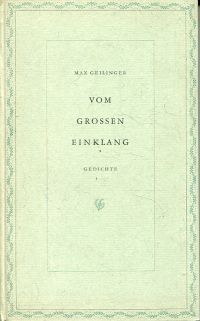 Geilinger, Vom grossen Einklang. (Umschlag)