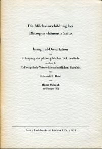 Schaub, Die Milchsäurebildung bei Rhizopus chinensis Saito. (Umschlag)
