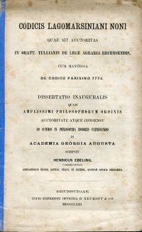 Ebeling, Codicis Lagomarsiniani noni quae sit auctoritas in oratt. Ciceronis de (Umschlag)