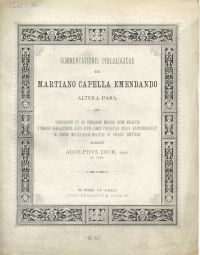 Dick, Commentationis philologicae de Martiano Capella emendando. (Umschlag)
