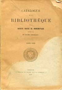 Cailler, Catalogue de la bibliothèque de la société suisse de numismatique. (Umschlag)