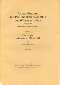 Gaebler, Fälschungen makedonischer Münzen VIII. (Umschlag)