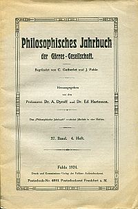 Gutberlet, Philosophisches Jahrbuch der Görres-Gesellschaft, 37. Band, 4. Heft. (Umschlag)