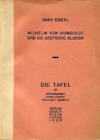 Eberl, Wilhelm von Humboldt und die deutsche Klassik. (Umschlag)