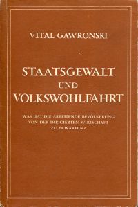 Gawronski, Staatsgewalt und Volkswohlfahrt. (Umschlag)