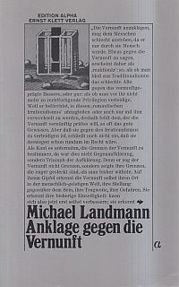 Landmann, Anklage gegen die Vernunft. (Umschlag)