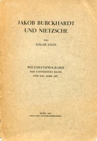 Salin, Jakob Burckhardt und Nietzsche. (Umschlag)